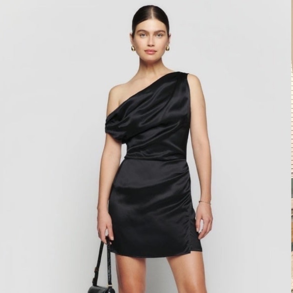 Reformation Alanis Dress - Black - Size 12 - 100% Silk - Picture 1 of 3